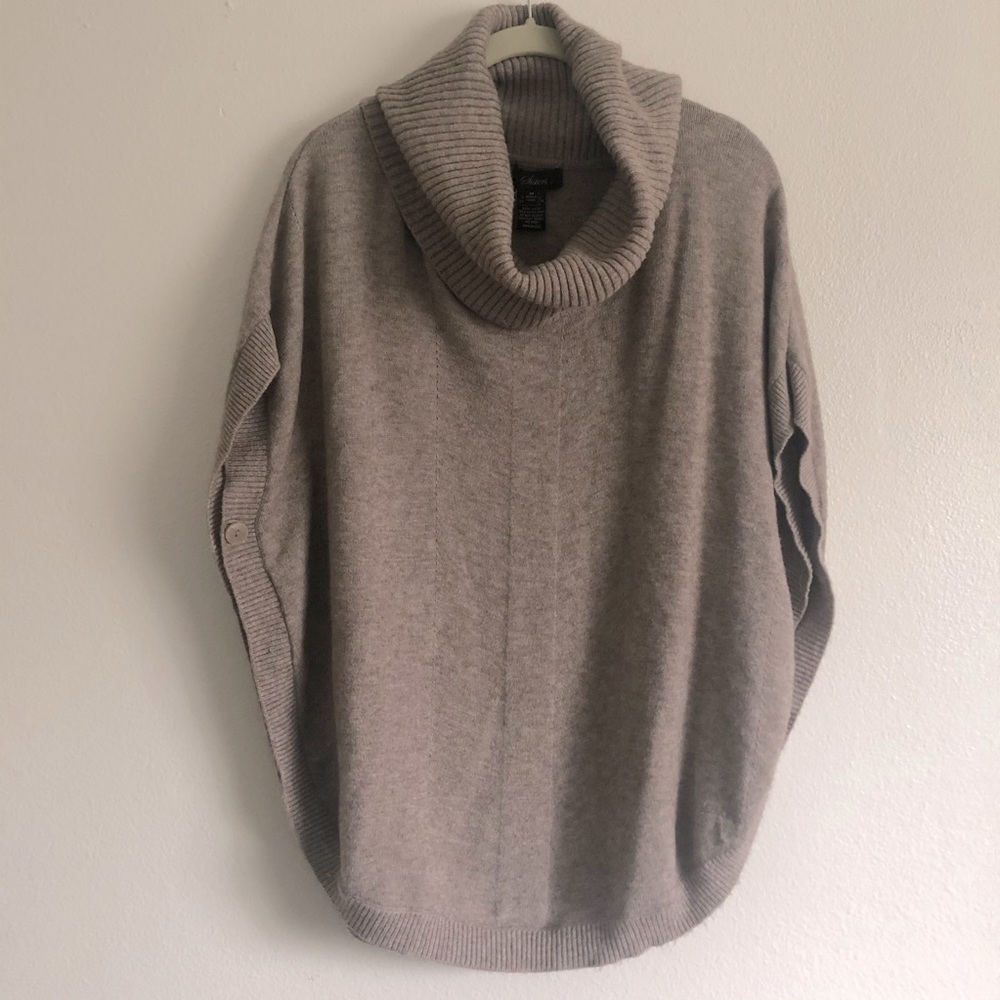Tan cowl neck pullover pancho